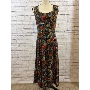 Bentley Vintage Floral Dress Earth Tones Crossed Back Size 11/12 Grandma Cottage